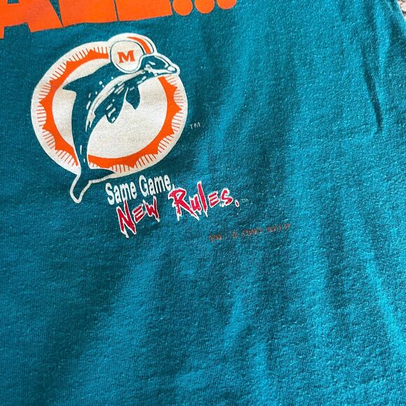 VTG 1995 Miami Dolphins It’s Not Just Football Shirt Nutmeg‎ Lee Mens Size Large - Picture 6 of 9